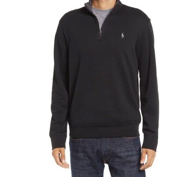 NWT Polo Ralph Lauren Men's Black Long Sleeve 1/4 Zip Pullover Sweater Size 1XB - Picture 1 of 6